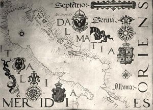 Um Mapa do Adriático (vellum) (foto a p/b) de School Italian