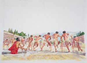 Antiga Atenas - reconstrução do Estádio (cor litho) de School Italian
