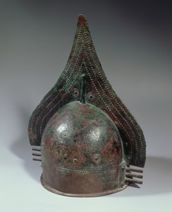 Capacete de Bronze, período Villanovan, 2ª metade do século VIII a.C. (bronze) de School Italian