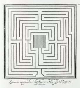 Labirinto do jardim de Villa Papafava, Pádua, de "Villas, jardins e paisagens em Veneza" de A. Volkamer (gravura) de School Italian