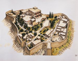 Reconstrução de Micenas antigas (cor litho)
