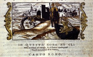 Roland vem em socorro de Olympia. Cena do poema do cavaleiro "Orlando Furioso" (The Furious Roland) de Ludovico Ariosto (1474 - 1533) conhecido como L