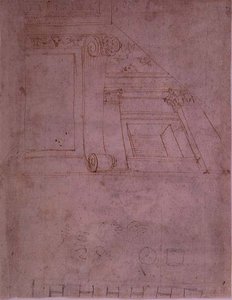 Estudo de uma fachada (giz sobre papel) de School Italian