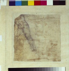 Estudo de um homem (lápis e lavagem em papel) de School Italian