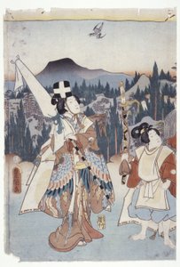 Ashikaga ...Tezome No Murasaki (xilogravura colorida) de School Japanese