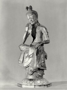 Bodhisattva sentado em postura meditativa, c.645-794 (bronze dourado) (foto p - b) de Japanese School