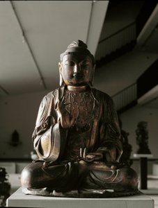 Buda sentado em posição lalitasana - escultura, período Kamakura (1185-1333) de Japanese School