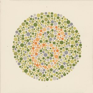 Teste de cor de Ishihara para detetar o daltonismo. (litografia a cores)