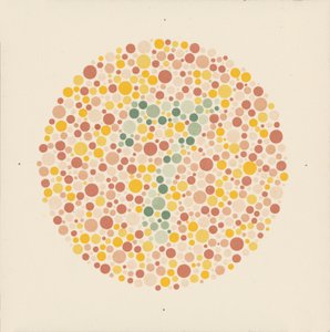 Teste de cor de Ishihara para detetar o daltonismo. (litografia a cores) de School Japanese