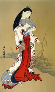 Menina Japonesa do Período Genroku (cor litho) de School Japanese