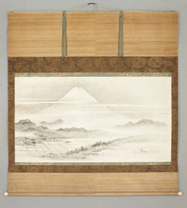 Kakemono, paisagem do Monte Fuji de Japanese School