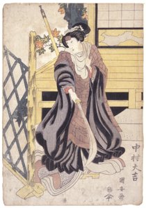 Nakamura Daikichi, Papel Feminino com Halberd (corte de madeira de cor) de School Japanese