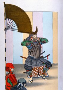 Samurai do Velho Japão: Tokugawa Iyeyasu após a batalha de Sekigahara em 1600 (cor litho)