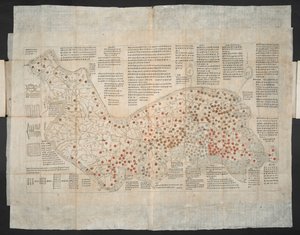 Haejwa chondo - um mapa da península coreana originalmente criado c.1820 (gravura colorida) de School Korean