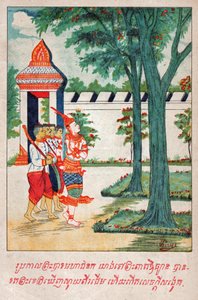 Mahajanaka Jataka. (gravura, ca. 1910) de School Laotian