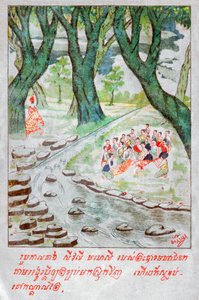 Mahajanaka Jataka. (gravura, ca. 1910) de School Laotian