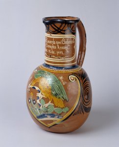 Arte popular: jarro pulque (fermente agave alcohol) em terracota pintada e envernizada, do México. 1972 Musee de la Vallee, Barcelonnette (Alpes de Haute provence)
