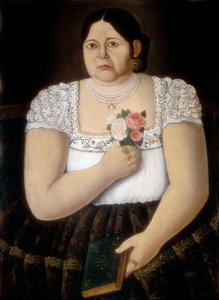 Portait of a Native Puebla Woman with a Bouquet of Roses (pintura)