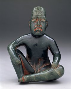 Figura sentada com joelho levantado, Highland Olmec, San Martin Texmelucan
