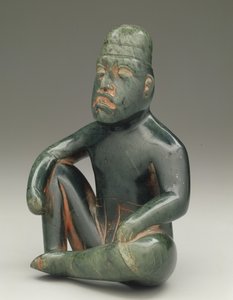 Figura sentada com joelho levantado, Highland Olmec, San Martin Texmelucan
