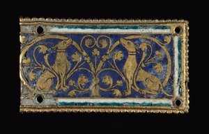Placa, provavelmente de um Santuário Relíquio, c.1200-1250 (cobre dourado, esmalte champlevé) de School Mosan