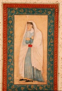 Uma velha de vestido ocidentalizado, do Grande Álbum Clive, c.1760