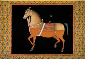 Arte Moghol: representação de um garanhão. Gouache do século XVIII. Paris, B.N.