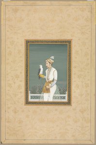 Retrato de um príncipe com um falcão de School Mughal