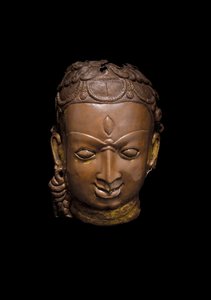 Máscara repousse de Shiva, século XI (cobre) de School Nepalese