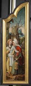 Adoração dos Pastores (painel esquerdo de um tríptico) de School Netherlandish