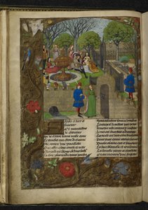 Harley 4425 f. 12v Jardim do Prazer (velino) de School Netherlandish