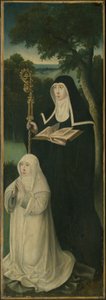 Santa Gertrudes de Nivelles e uma canonesa agostiniana de School Netherlandish
