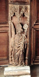 Santo Agostinho, um dos Quatro Padres Latinos da Igreja (madeira) de School Netherlandish