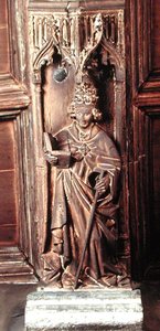 São Gregório, um dos Quatro Padres Latinos da Igreja (madeira) de School Netherlandish