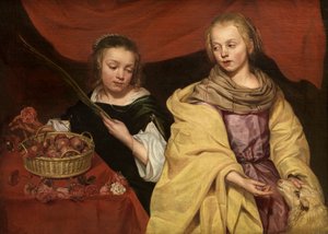 Os Santos Agnes de Roma e Dorothea de Cesareia (óleo sobre painel) de School Netherlandish