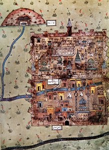 Mapa de Erzerum, Turquia c.1600 (cor litho)