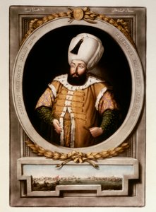 Império Otomano: Retrato do Sultão Mehmet (Mehmed) III (1566-1603) Biblioteca em miniatura de Topkapi Sarayi Istambul