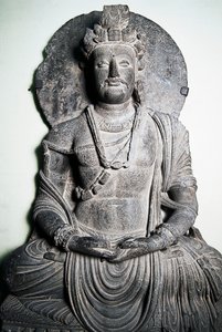 Escultura de pedra representando Buda, arte de Gandhara, Peshawar, Paquistão,