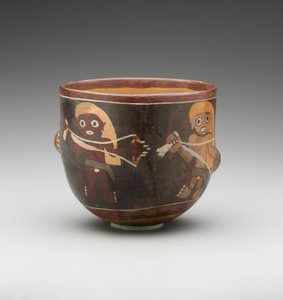 Tigela decorada com fiação de homens, Costa Sul de Nazca (pintada em terracota)