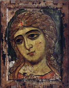 Arcanjo Gabriel - O Arcanjo Gabriel (O Anjo de Cabelo Dourado) - ícone russo - ca 1200 - Tempera no painel - 49x38,5 - Museu Estatal Russo, São Petersburgo