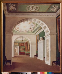 Conjunto de quartos do Palácio Stroganov em São Petersburgo. Pintura de um mestre russo, óleo sobre tela, por volta de 1840. Arte russa de School Russian