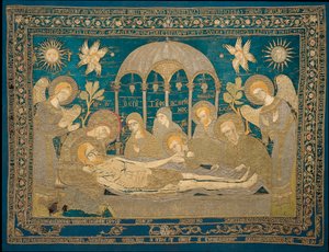 The Entombment - Bordado de lã de um autor russo anónimo de School Russian