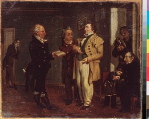 Príncipe Vasily Khovansky (1755-1830) e um brincalhão. Pintura de um mestre russo, óleo sobre tela, início do século XIX. Galeria Estatal Tretyakov, Moscou. de School Russian