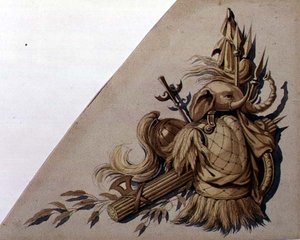 Neo-Classical Trophies of Arms: India, c.1825 (aguarela sobre papel) de School Russian