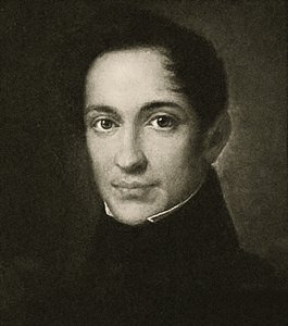 Retrato de Alexander Herzen (litho) de School Russian