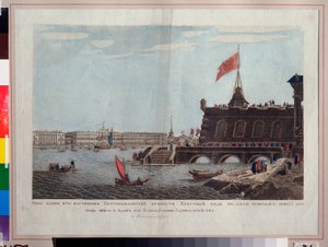 Procissão pascal em frente da fortaleza de Pedro e Paulo em São Petersburgo. Trabalho anónimo, aguarela e tinta sobre papel, início do século XIX. Arte russa, romantismo. Museu Central da Marinha do Estado, São Petersburgo. de School Russian