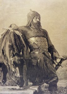 Soldado russo com o seu cavalo de School Russian