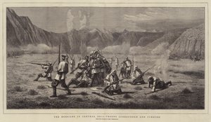 Os russos na Ásia Central, Tropas cercadas e perseguidas (gravura) de School Russian
