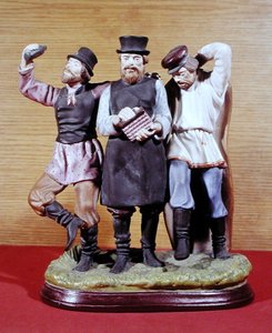 Três Moujiks bêbados, feitos pela Gardner Factory, Moscou, c.1860-70 (porcelana) de School Russian