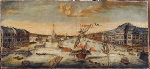 Vista dos cais do Neva (São Petersburgo). Pintura anónima, óleo sobre tela de School Russian
